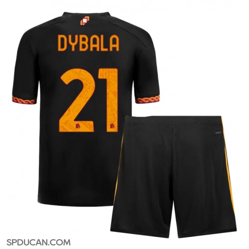 Dječji Nogometni Dres AS Roma Paulo Dybala #21 Rezervni 2023-24 Kratak Rukav (+ Kratke hlače)